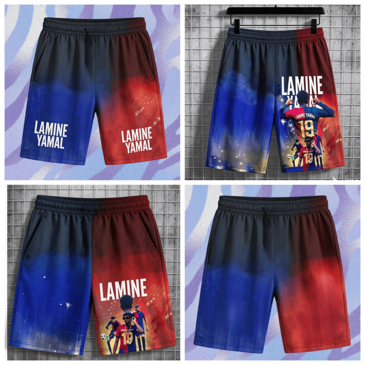 Pantalones Cortos Deportivos Yamal para Adultos y Niños, Impresos en 3D, de Secado Rápido, para Playa y Fútbol