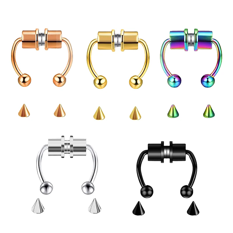 Gefälschte Piercing Nase Ring Hoop Septum Nicht Piercing Nase Clip Rock HipHoop Edelstahl Magnet Mode Punk Körper Frauen Schmuck