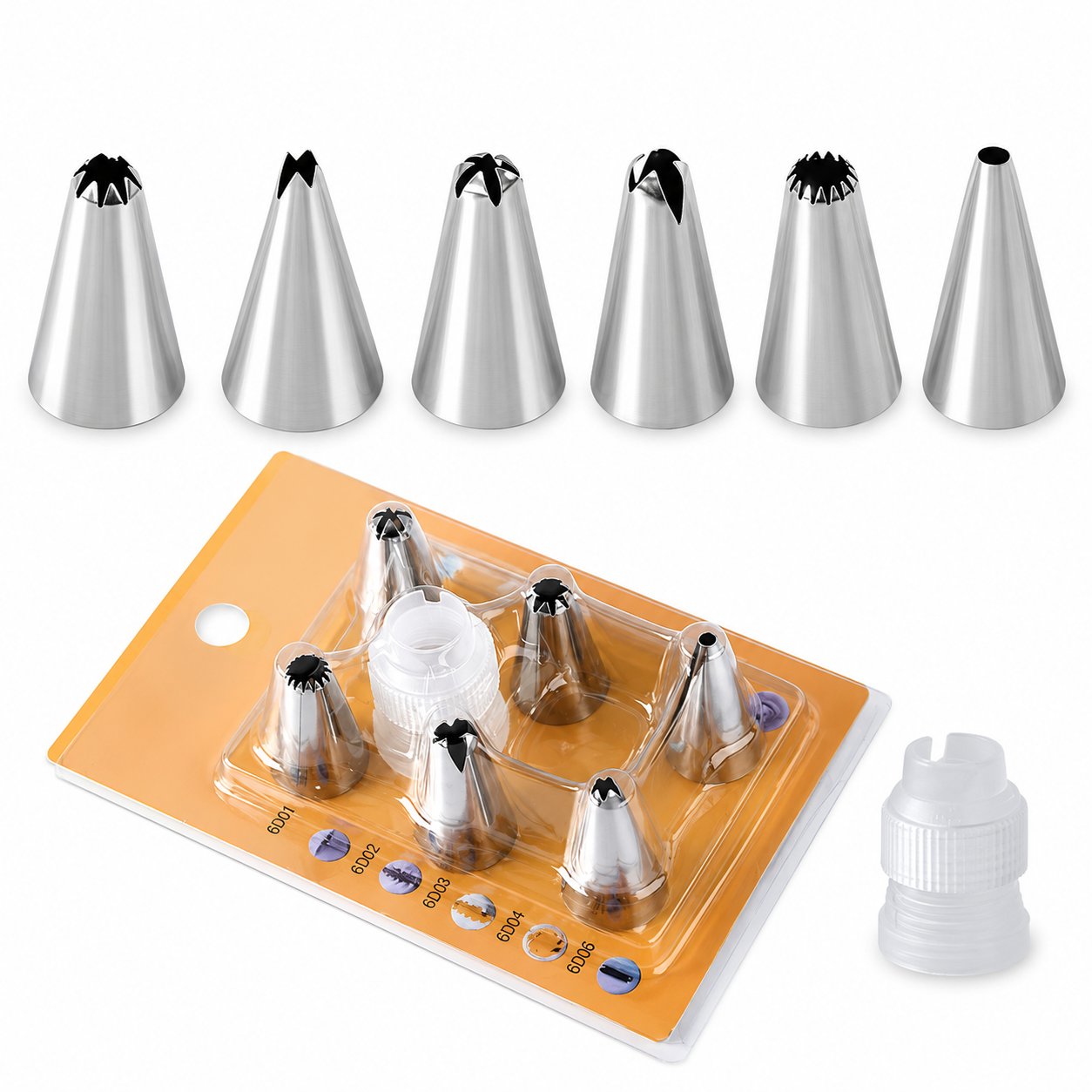 Set di ugelli per decorazione torte in acciaio inossidabile, punte per glassa e crema, strumenti per cottura e decorazione di cupcake e biscotti, accessori da cucina
