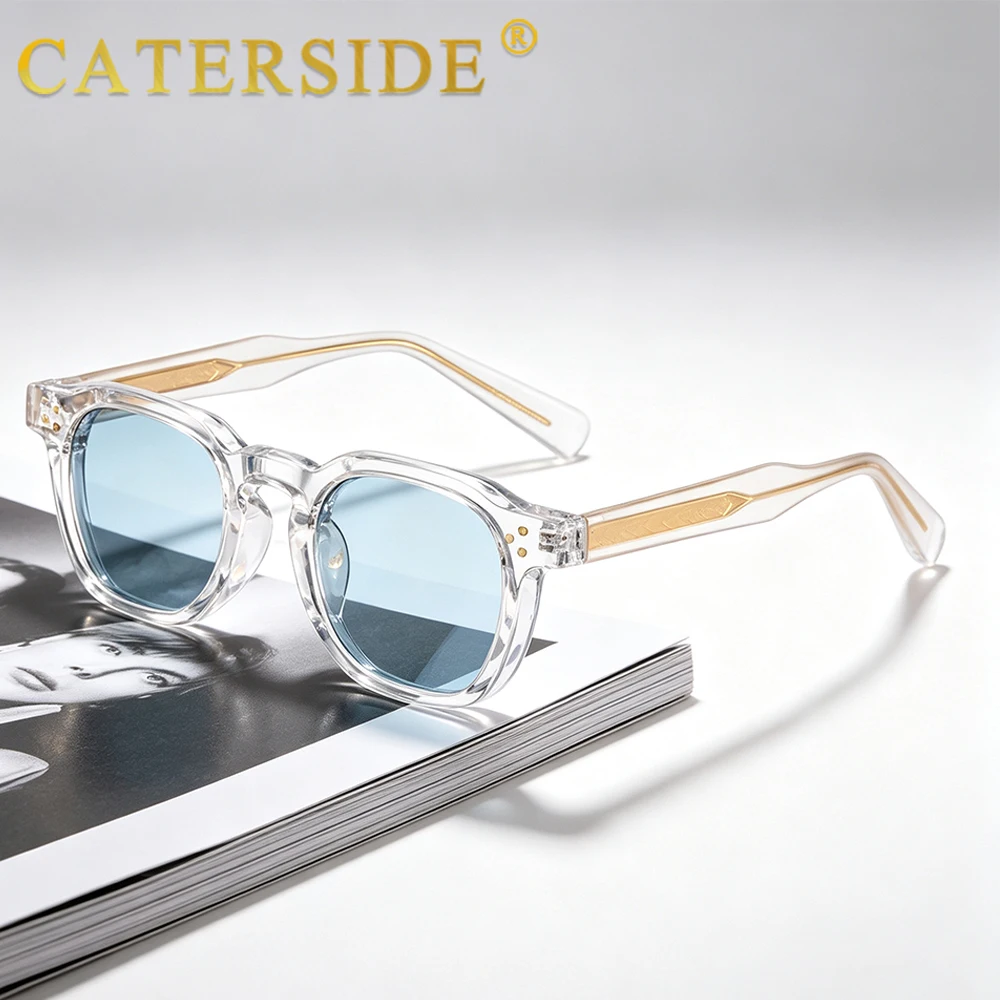 CATERSIDE New Fashion Men's Sunglasses Square Personalized Temple Tips Design Sun Glasses Women's Travel Party Festival Gift