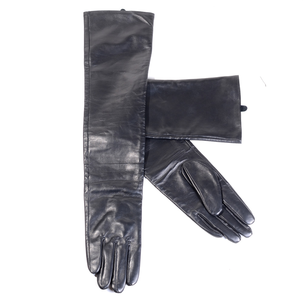 50 60 70 80 cm Herren-Handschuhe aus 100 % echtem Leder, Schaffell, schwarz, Performance-Overlänge, Opern/lange Handschuhe