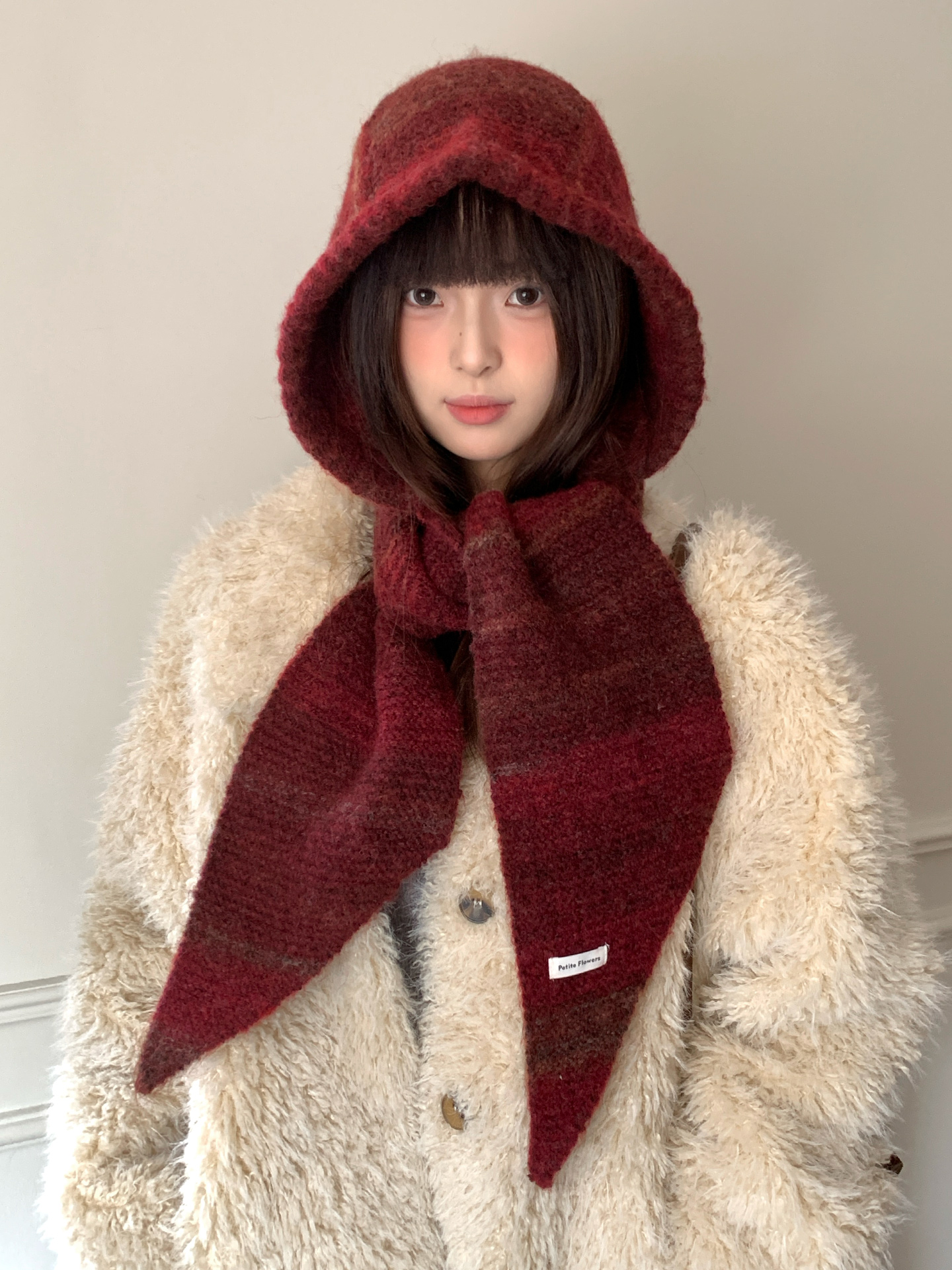 Hat And Scarf Set For Women Winter Warmth Ear Protection Balaclava Cold-Proof Hooded Scarf