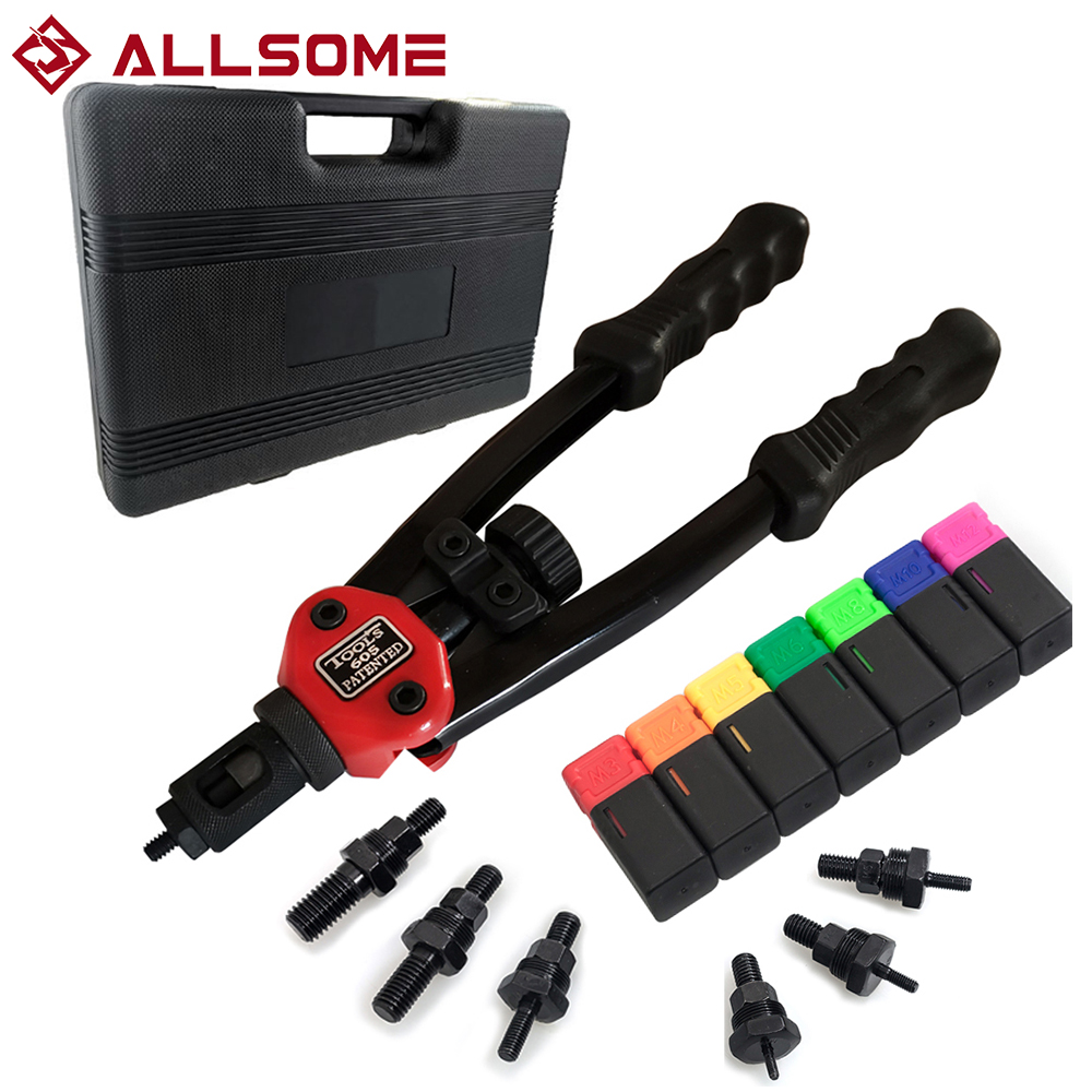 ALLSOME BT-605 Riveter Gun Tool Hand Insert Rivet Nut Tool Manual Mandrels M3 M4 M5 M6 M8 M10 M12 HT2597