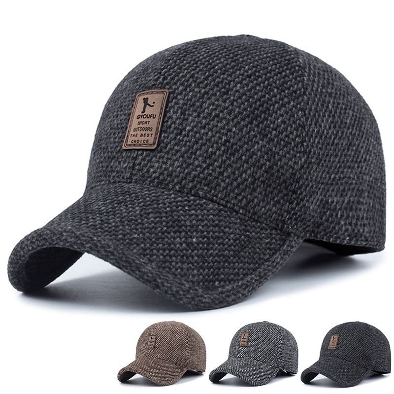 Jesienno-zimowa czapka z daszkiem zimowa ciepła czapka z grubymi uszami zimowe kapelusze damskie modne dzikie czapki hip-hopowe gorras