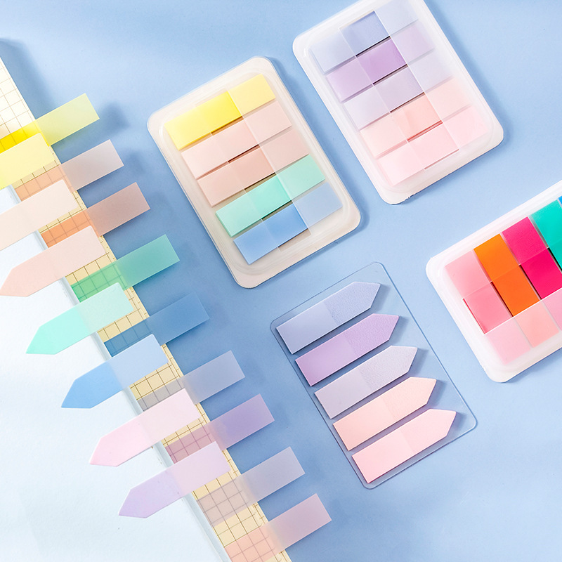 สติกเกอร์ใส PET 1 ชิ้น สติกเกอร์โน้ตแบบมีกาวในตัว สีโมรันดี ขนาด 5 * 20 อุปกรณ์สำนักงาน กระดาษโน้ต
