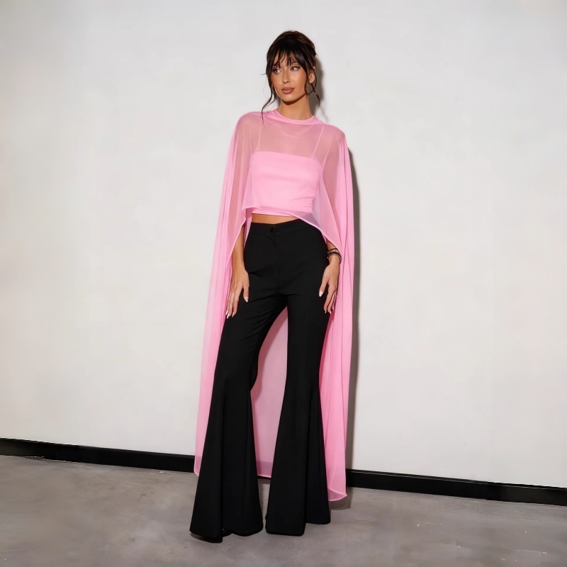 Damen High-Low-Cover-ups in einfarbiger, transparenter Ausführung, Sommerurlaub, O-Ausschnitt, Cape-Bluse, Damenjacke, lange Party-Tops, 150 cm