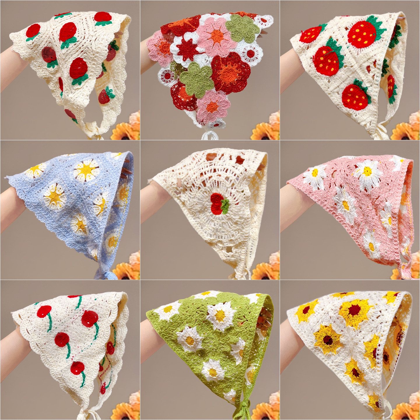 Pañuelo triangular de encaje fino para mujer, estilo francés, diadema, pañuelo de seda, decoración, pañuelos estilo campestre para verano