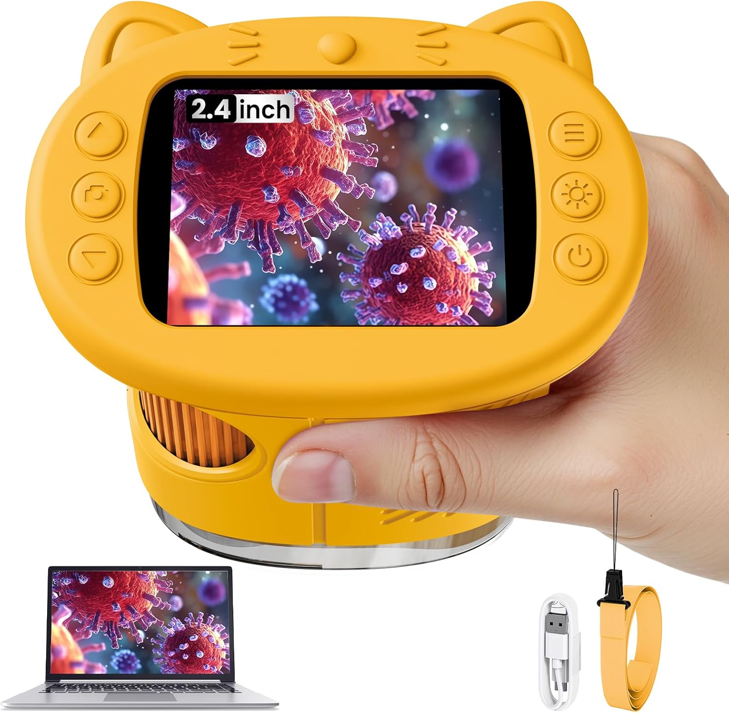Crianças microscópio 500x ciência e educação microscópio portátil 2.4 Polegada bolso usb microscópio presentes de aniversário para meninos e meninas