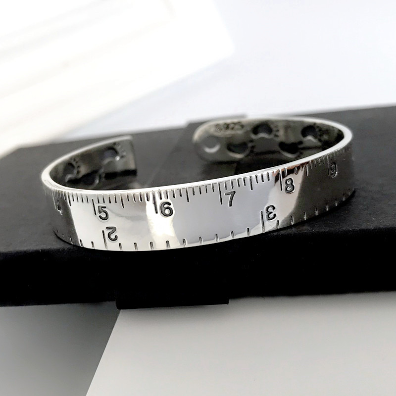 Nouvelle mode personnalité règle Bracelets 925 bijoux en argent Sterling empreinte créative chiffre romain ouverture Bracelets TYB120