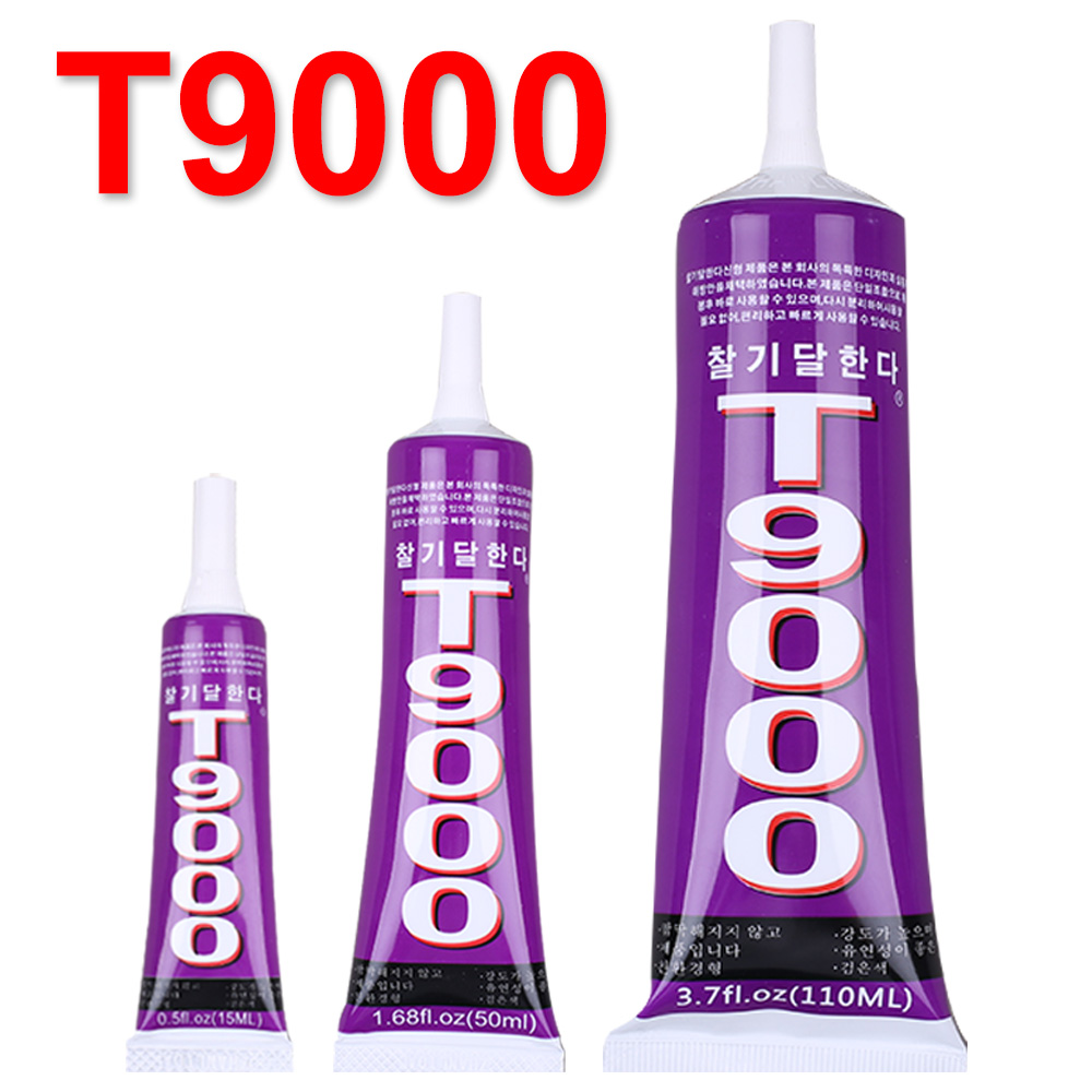 Colle transparente étanche T9000, 15/50/110ml, pour réparation de téléphone portable, montre, bijoux, contact, adhésif, cuir, textile, tissu, calfeutrage
