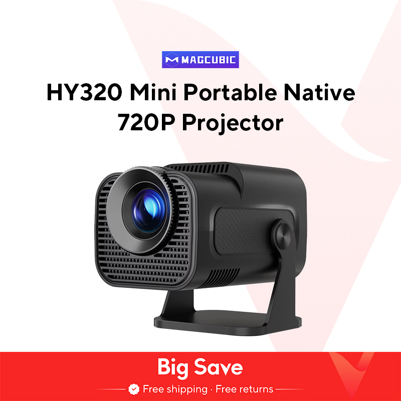 Magcubic HY320 Mini Projetor Recentemente Nativo 720P Android 11 4K 300ANSI Wifi6 BT5.0 Cinema Ao Ar Livre Portátil 180 °   Projetor giratório