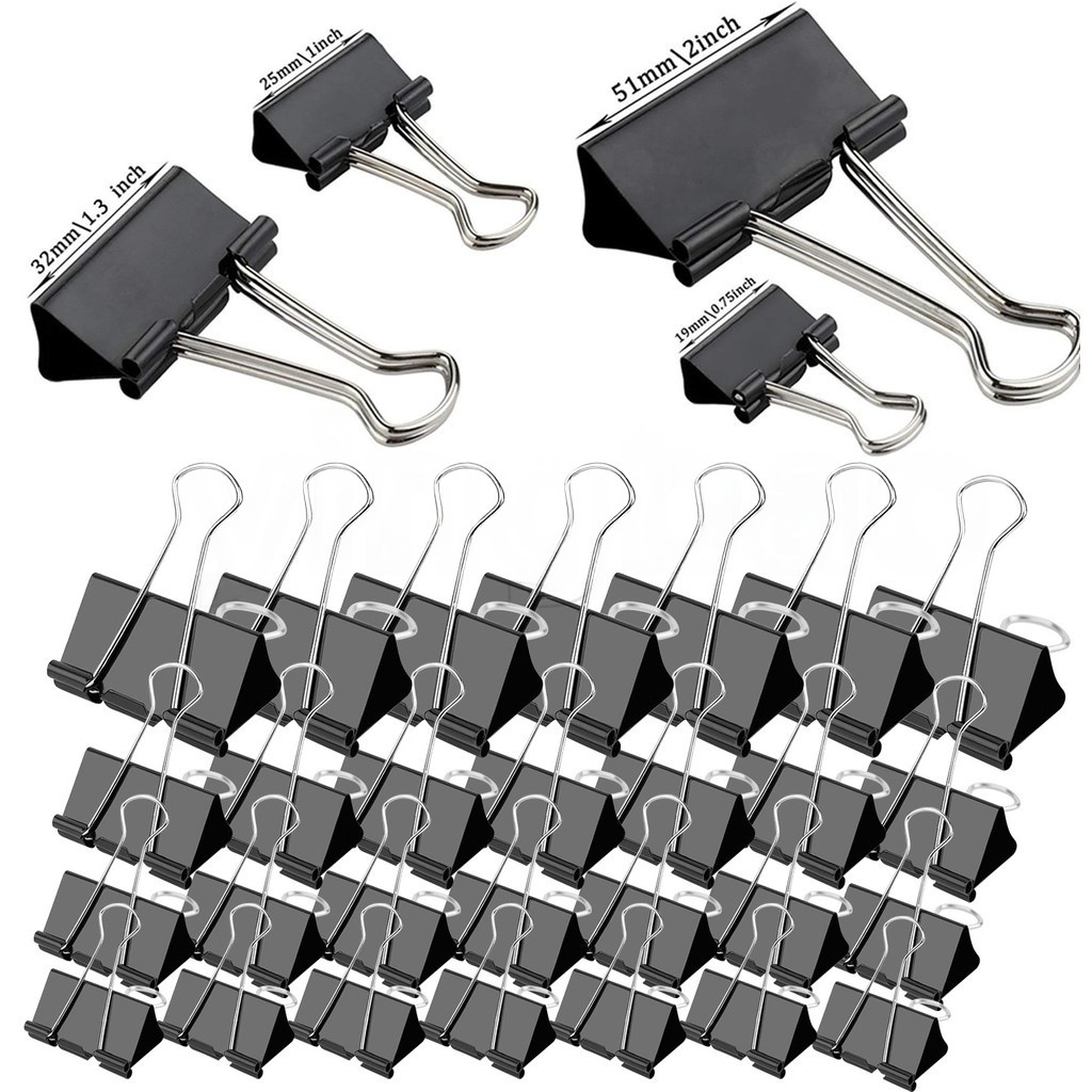 10 Uds Clip de papel de Metal 19 25 32 41 51mm Clips de carpeta de Metal plegables abrazaderas de agarre negro documentos de papel papelería para oficina y escuela