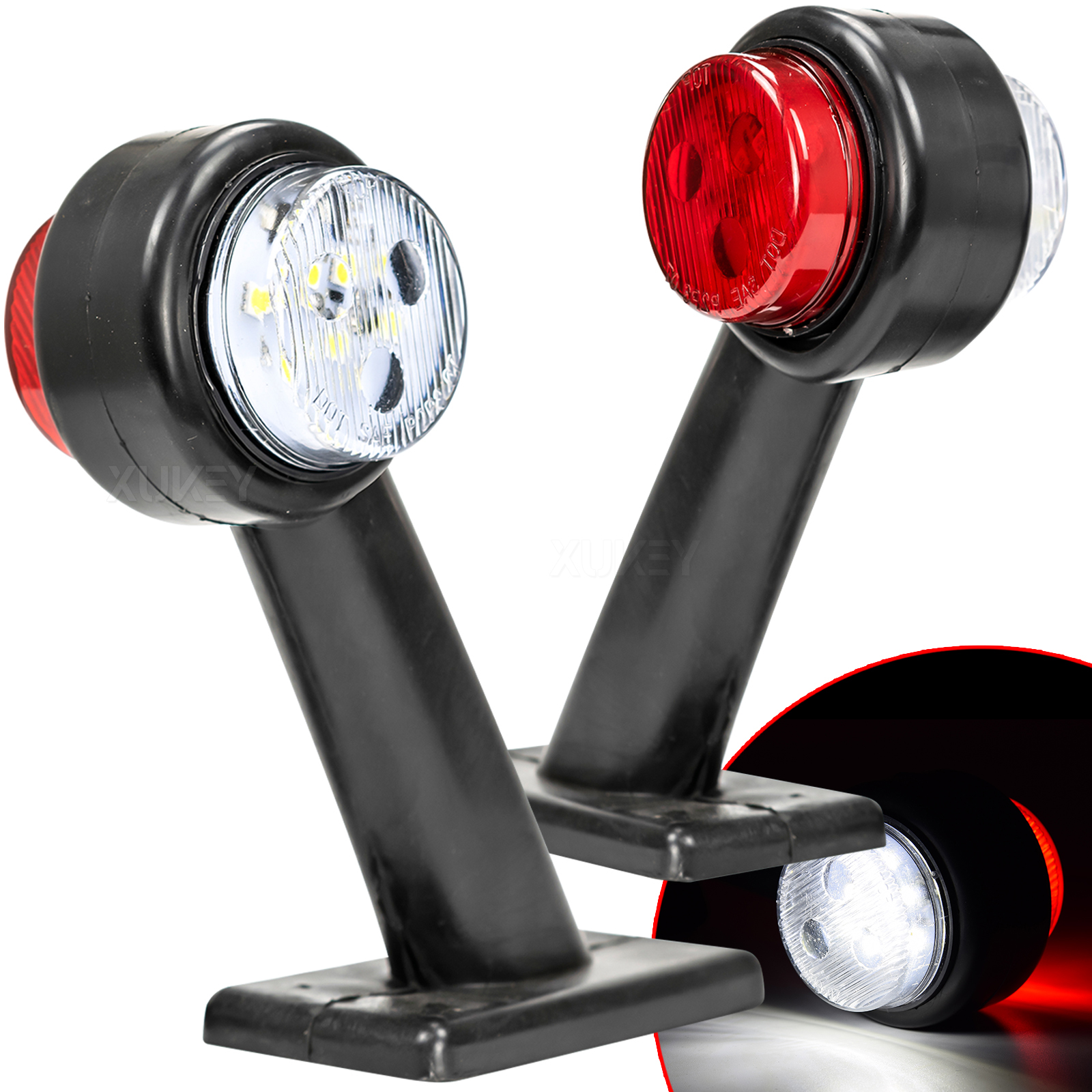 2x LKW Anhänger LED Ellbogen Gummi Seiten markierung licht weiß rot Umriss Abstand Anzeige lampe für LKW Van Caravans Multi Volt