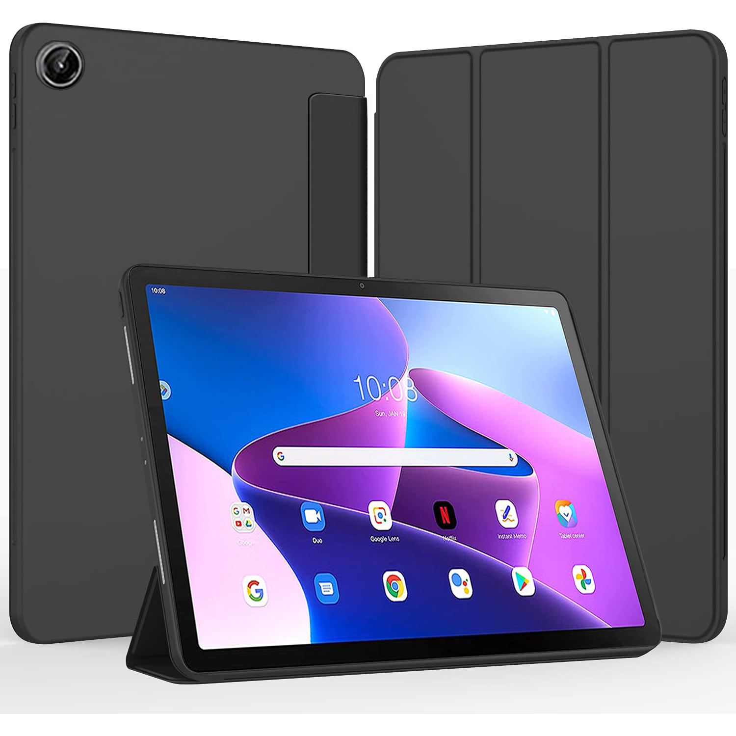 Capa inteligente de couro PU Tri-Fold para Lenovo Tab, M10 Plus, 3ª Geração, TB125FU, TB-128FU, Gen 3, 10.61, Xiaoxin Pad, 2022, 10.6