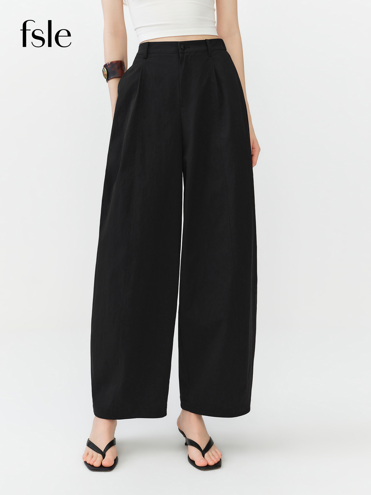 FSLE 2026 Sommer Damen High-Rise Loose Balloon Pants Relaxed Fit Tapered Trousers Büro Casual & Gemütlich Leiser Minimalistischer Stil