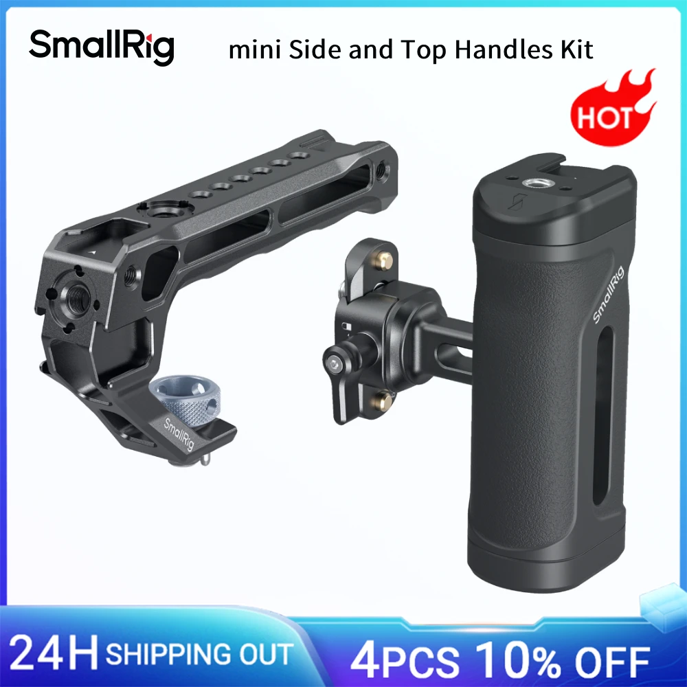 SmallRig Mini Side and Top Handles Kit with NATO Clamp ARRI Locating Top Handle NATO Rail, Cage Grip for Sony for Canon -5949