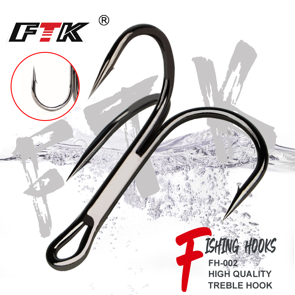 FTK Treble Hook Baitholder Bass Fishing Hook Lure Holder Fly Tying Crank Hook ชุดน้ําเค็มเข็ม Fishhook