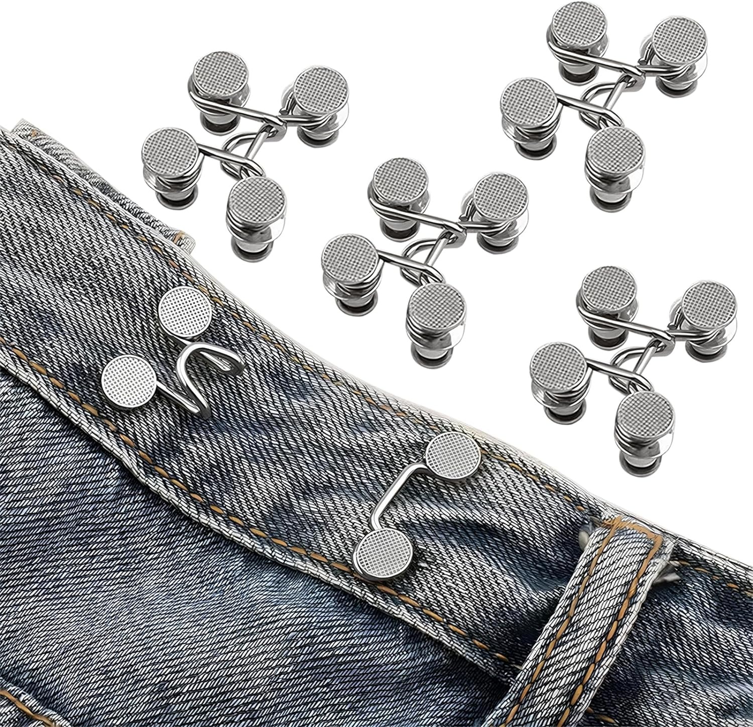 1/2/4 paia di tenditori per bottoni jeans, tenditori per pantaloni, spille per bottoni per jeans, bottoni per jeans per realizzare tenditori per la vita più piccoli