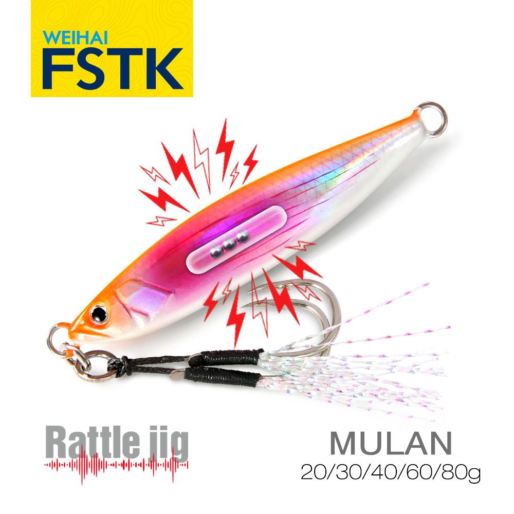 2024 FSTK Rattle Jig Морские рыболовные приманки 20 г 30 г 40 г 60 г 80 г Приманка для дальнего заброса Спиннинговая искусственная приманка с крючком Ложка Рыболовные снасти