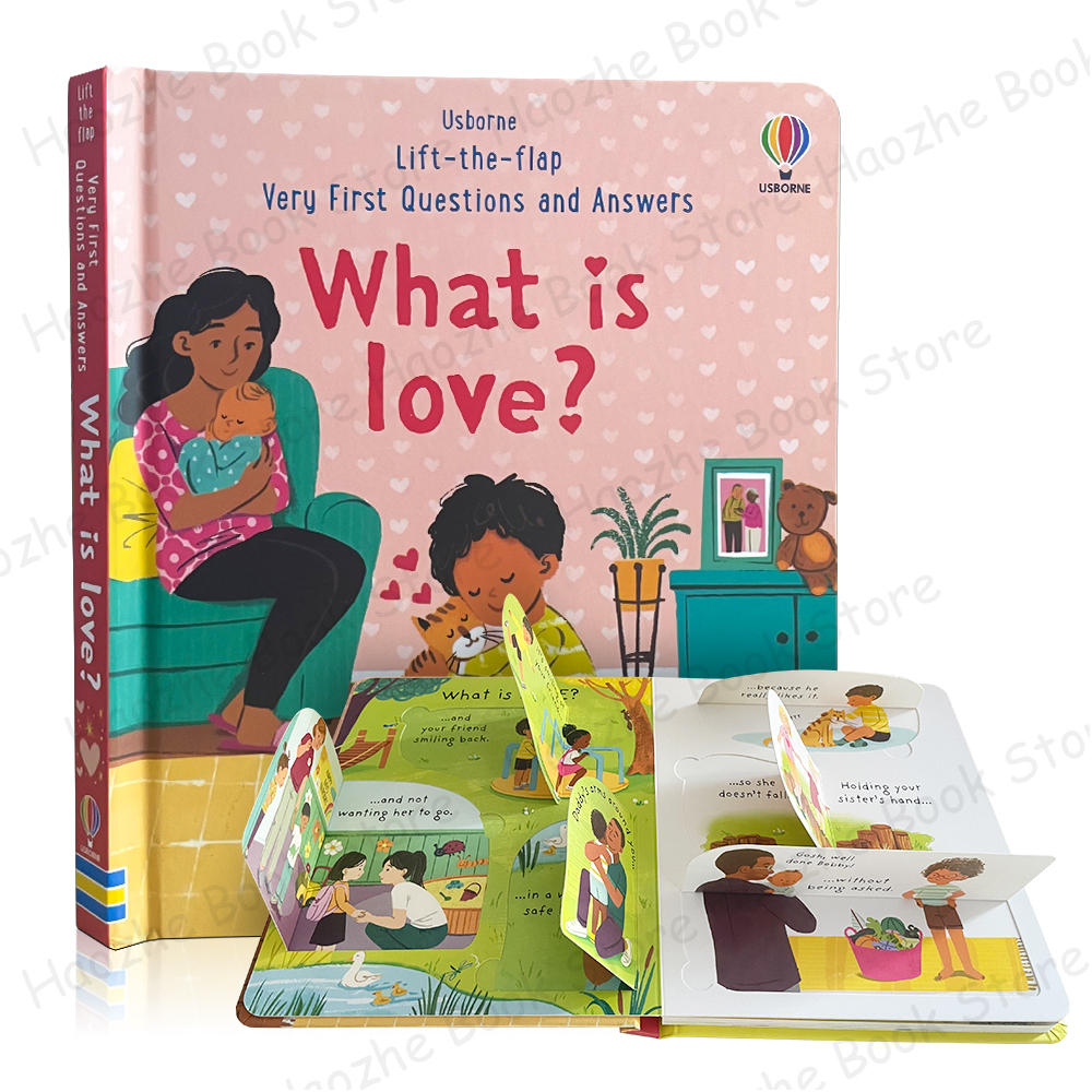 Zeer eerste vragen en antwoorden: wat is liefde? Usborne Lift the flap Children's Feelings Activity Engels boek Montessori
