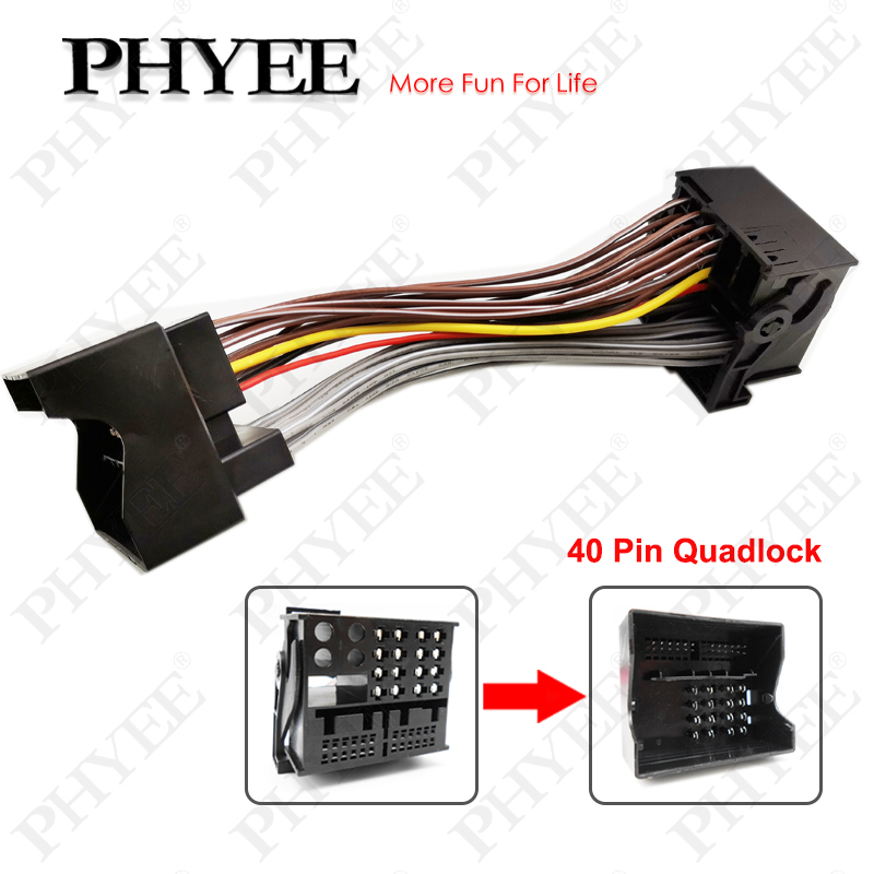 Cabo adaptador de extensão quadlock de 40 pinos, cablagem plug play para bmw citroen ford mercedes peugeot vw audi assento opel skoda