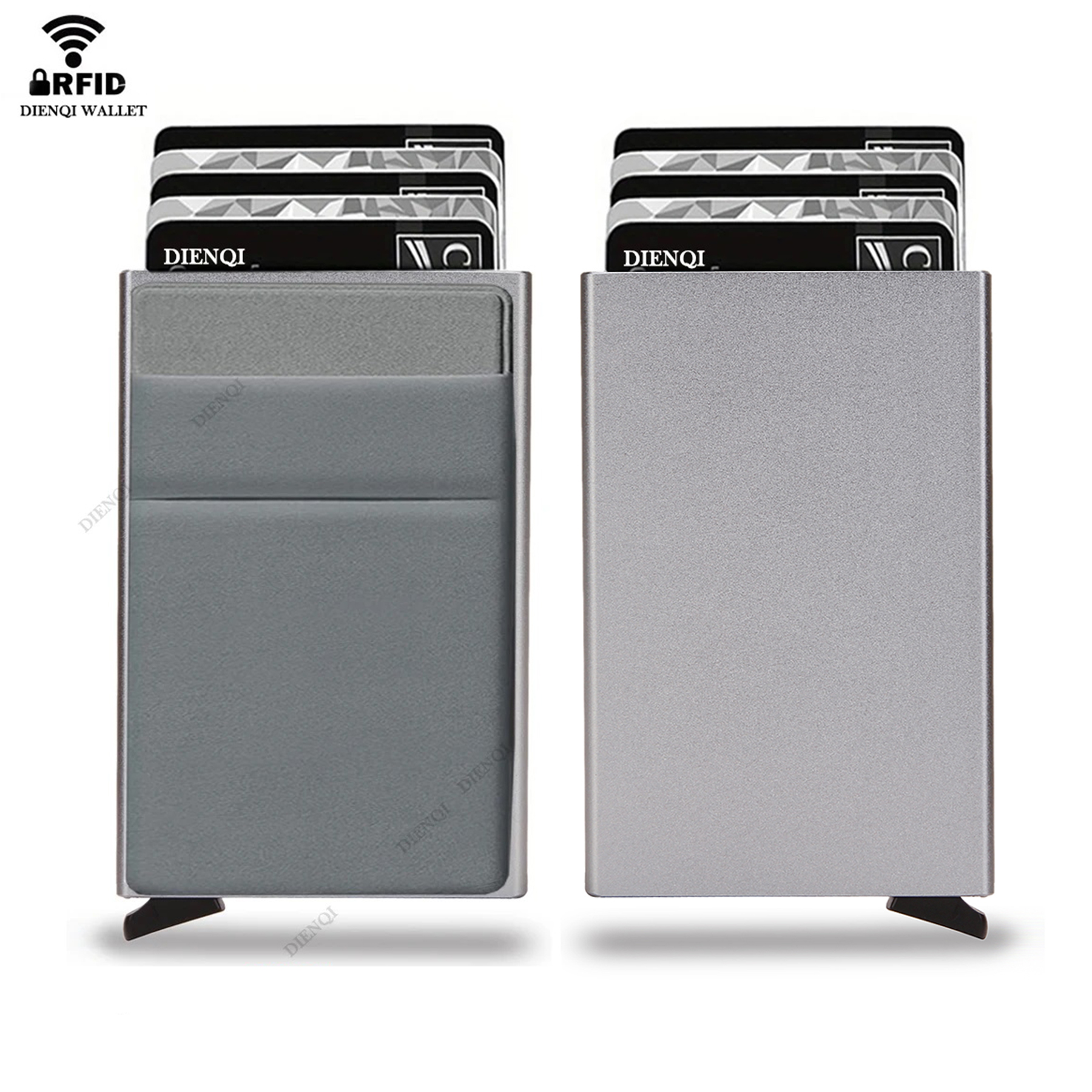 Cartera inteligente Rfid con tarjetero, billeteras finas de Metal para hombres y mujeres, billetera minimalista emergente, monedero pequeño negro, Vallet Walets para hombres