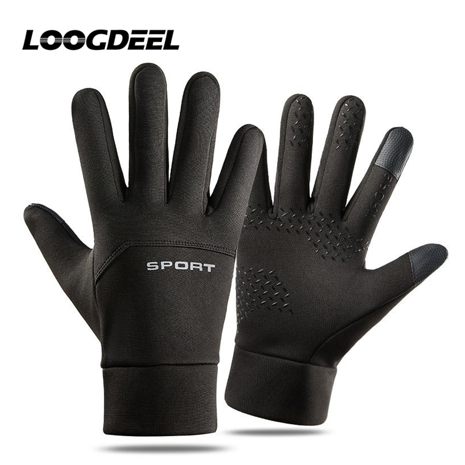 LOOGDEEL スキーグローブ 防水 防風 冬 サイクリング ランニング スキー 暖かさ スポーツグローブ タッチスクリーン フルフィンガー ノンスリップ