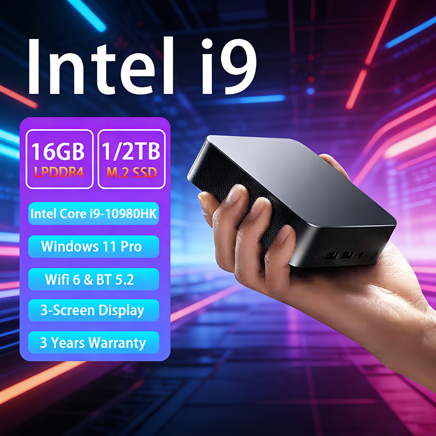 Mini PC 2026 Nuevo, Intel Core i9-10980HK, 16GB RAM, 1TB SSD, Bluetooth 5.2, WiFi 6, Ethernet 1000M, Windows 11, Mini PC para Juegos y Oficina