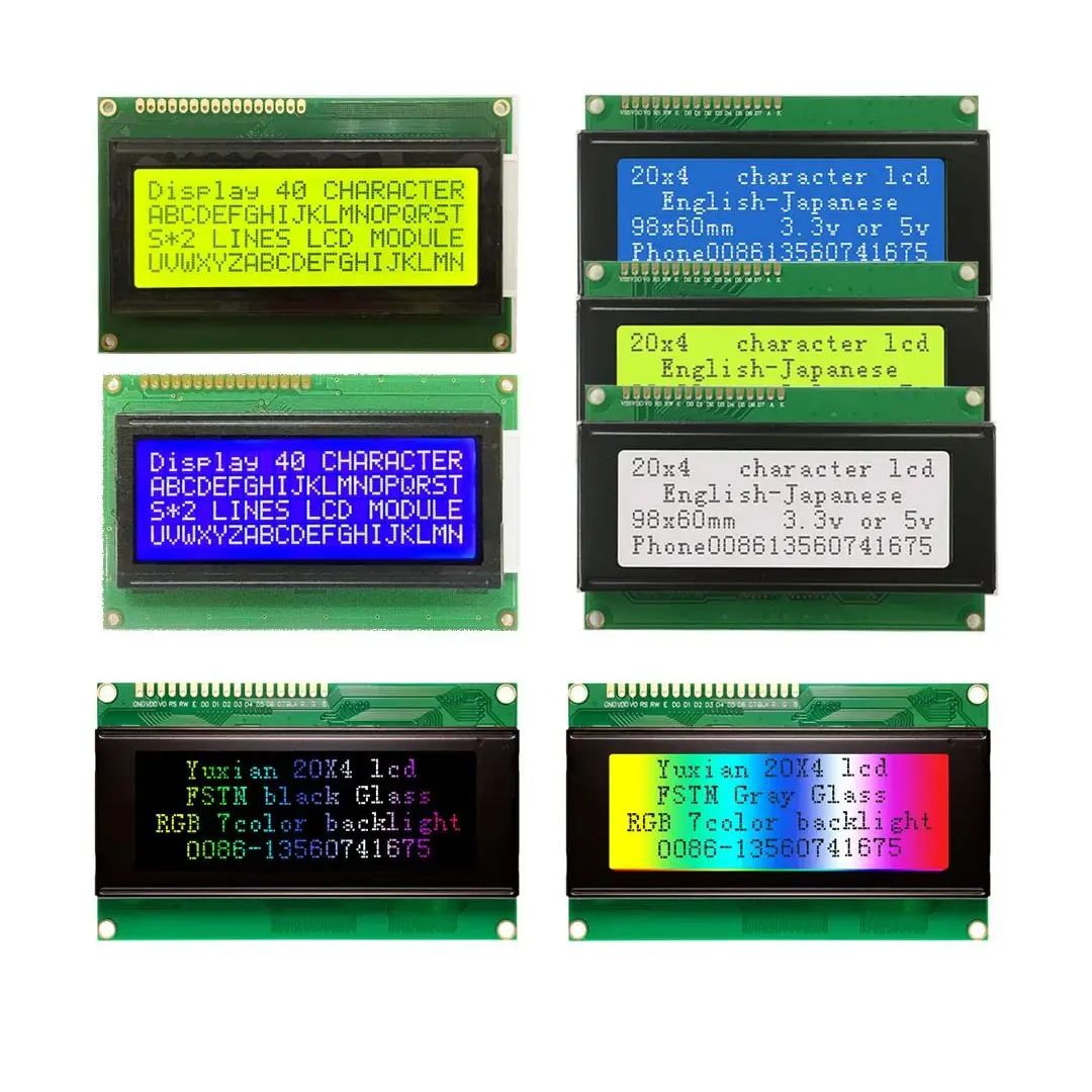 2004A 20x4 IIC I2C LCD-scherm Blauw Wit Groen Scherm RGB backlight zwart Karakter 3.3v of 5v 98X60mm