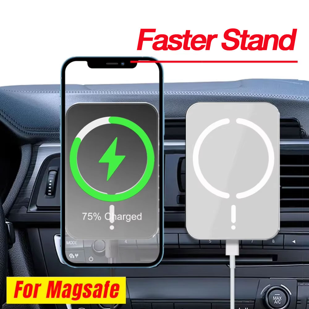 ที่ยึดโทรศัพท์มือถือในรถยนต์แบบแม่เหล็ก พร้อมที่ชาร์จไร้สายสำหรับ Magsafe iPhone 17 16 15 14 13 12 Pro Max