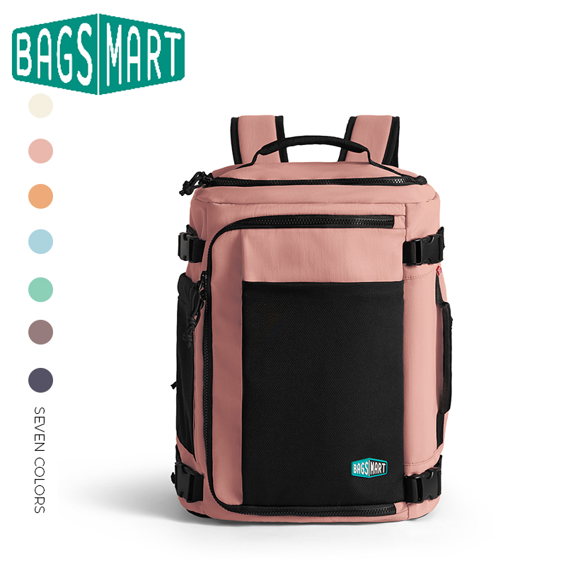 BAGSMART Men Women Travel Backpack with Shoe Compartment Airplane Compression Backpack Waterproof Anti‑theft Cabin Bag