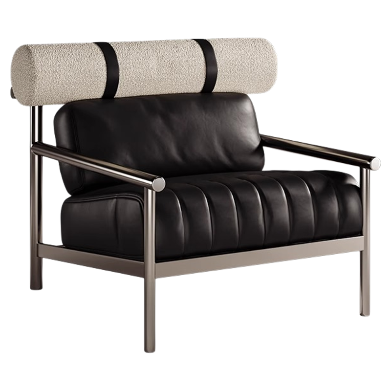 Bauhaus Mid-Century Loungesessel Designer Kreativer Edelstahlrahmen Einzelsofa für Wohnzimmer und Freizeit