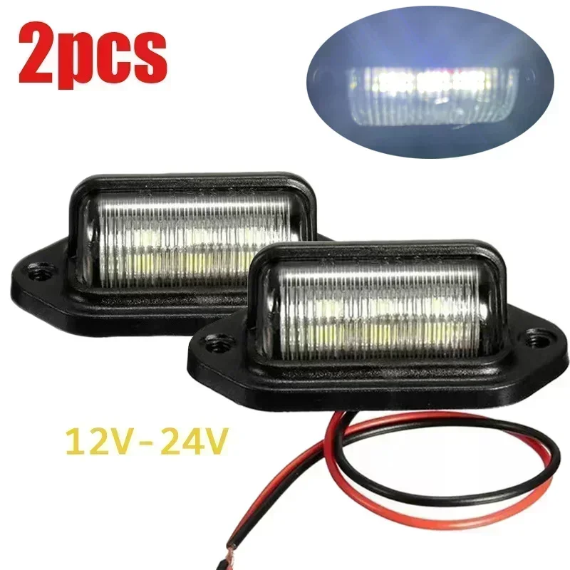 2Pcs 6 LED License Plate Lights Universal Car Truck RV Trailer Van Licenses Taillight Waterproof Rear Lamps Tools Accessories