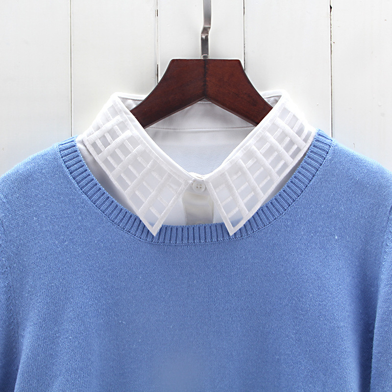 Outono mulheres gola falsa destacável senhoras branco preto camisa colarinho falso blusa removível meia camisa vestido decoração