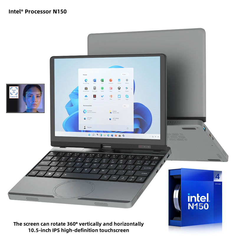 12e generatie laptop Intel N150 Quad Core 10,5 inch scherm 360 graden draaien °   verticaal en horizontaal DDR4 16 GB 128 GB-1 TB 3200 MHz Win 11