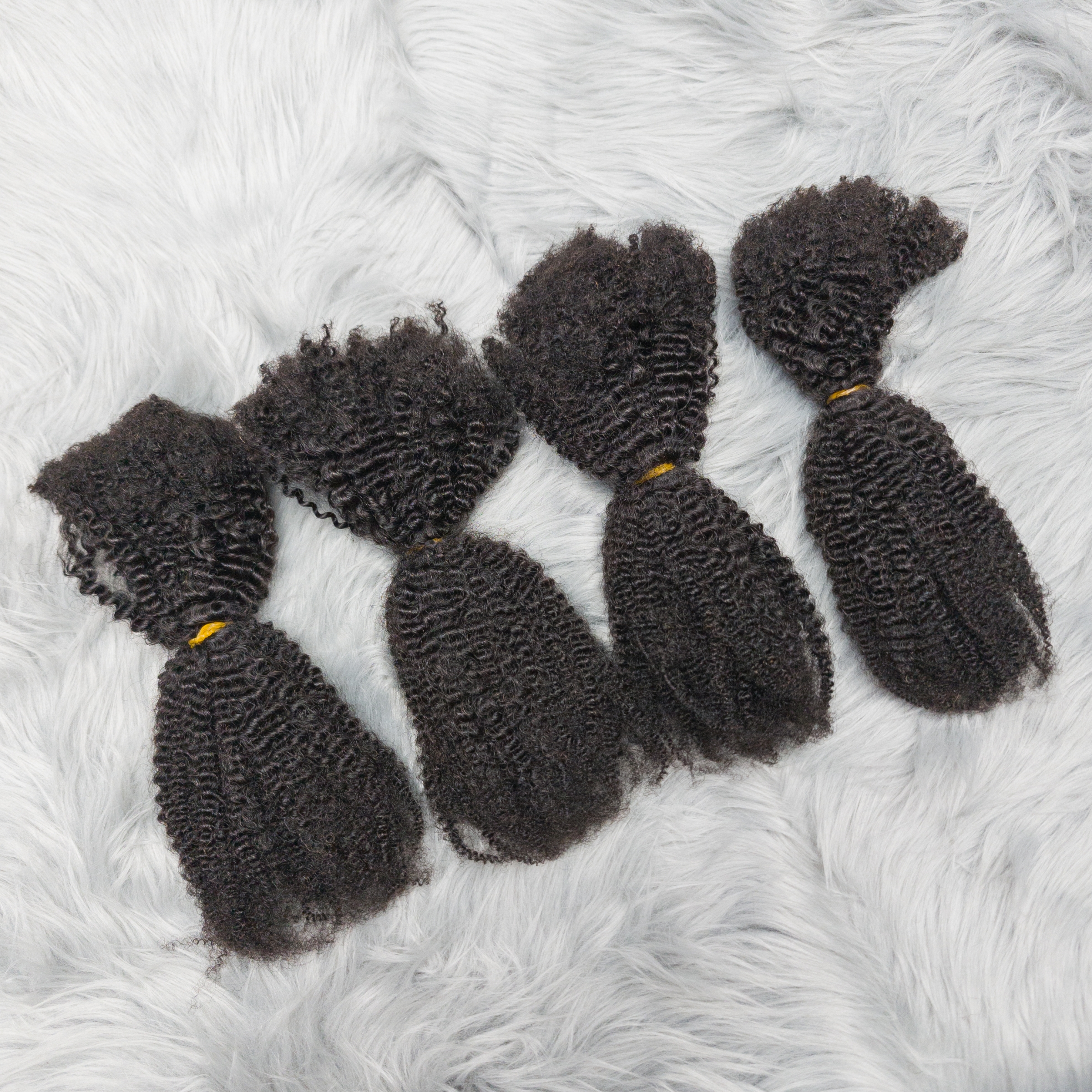 4C Afro Kinky Curly Virgin Human Hair 16 "บราซิลต่อผมมนุษย์สานการรวมกลุ่มไม่มี Weft ทอผ้าสําหรับแอฟริกันผู้หญิงสีดํา