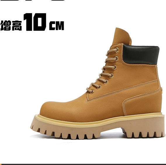 Kurze Stiefel aus Rindsleder für Herren, Winterstiefel im britischen Stil, dicksohlig, wasserdicht, hohe Stiefel in Gelb.