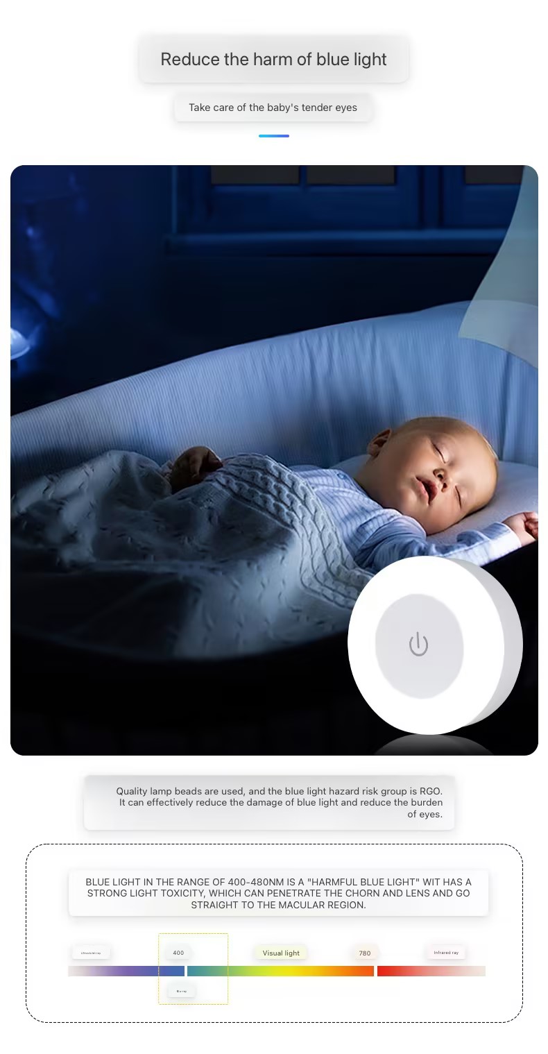 Energiebesparende LED-nachtlamp met aanraaksensor, USB-oplaadbaar, magnetische wandlamp, ronde draagbare nachtlamp voor kamer, gang en slaapkamer