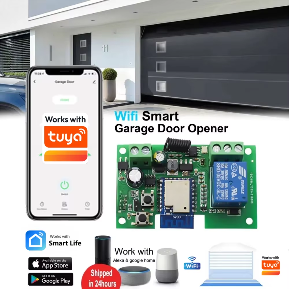 Tuya Thông Minh Để Xe Cửa Wifi Điều Khiển Cửa Mở Nhận Remote Điều Khiển Hẹn Giờ Trên Rơ-le Mô Đun Cổng Mở Alexa Google nhà