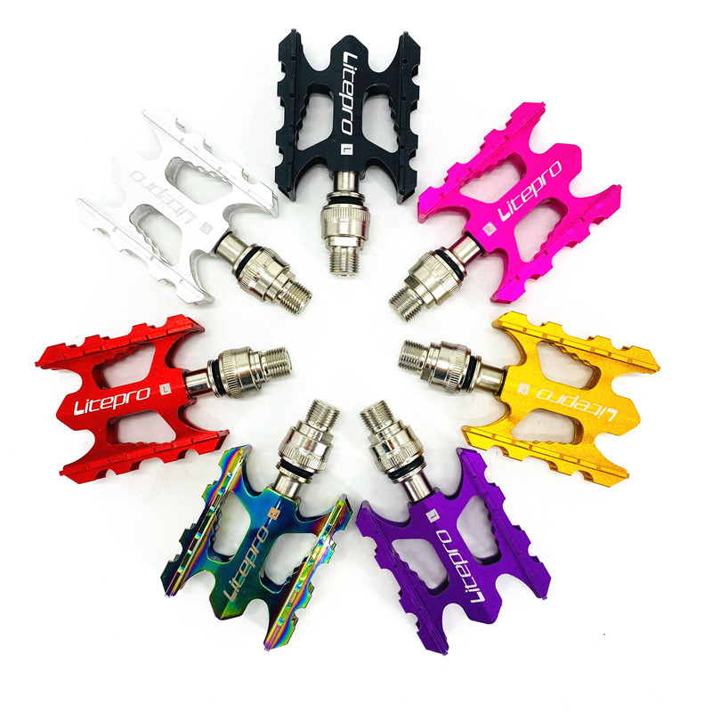 Litepro-Folding Bike Pedal para Brompton, Pedais de liberação rápida, Pedal de liga de alumínio, MTB City Road Bicycle Parts