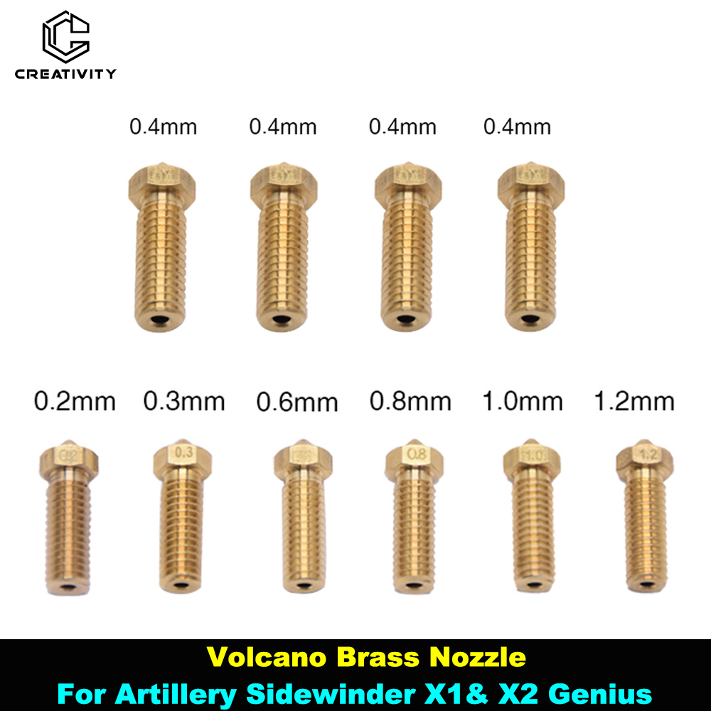 Sidewinder X1&X2 Genius Artillery Volcano Messingdüse 0,2–1,2 mm M6 Gewinde Hotend Düse für AnycubicVyper 1,75 mm Filament