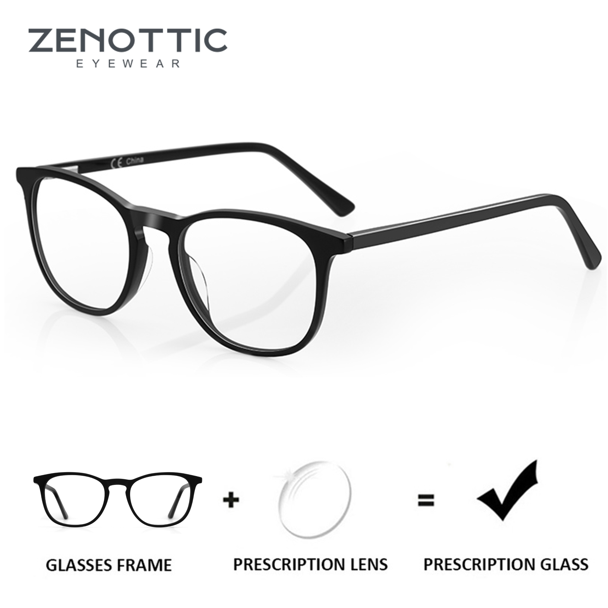 ZENOTTIC Handgemachte Acetat Brillen Männer Große Quadratische Anti Blau Licht Brillen Optische Brillen BT4009