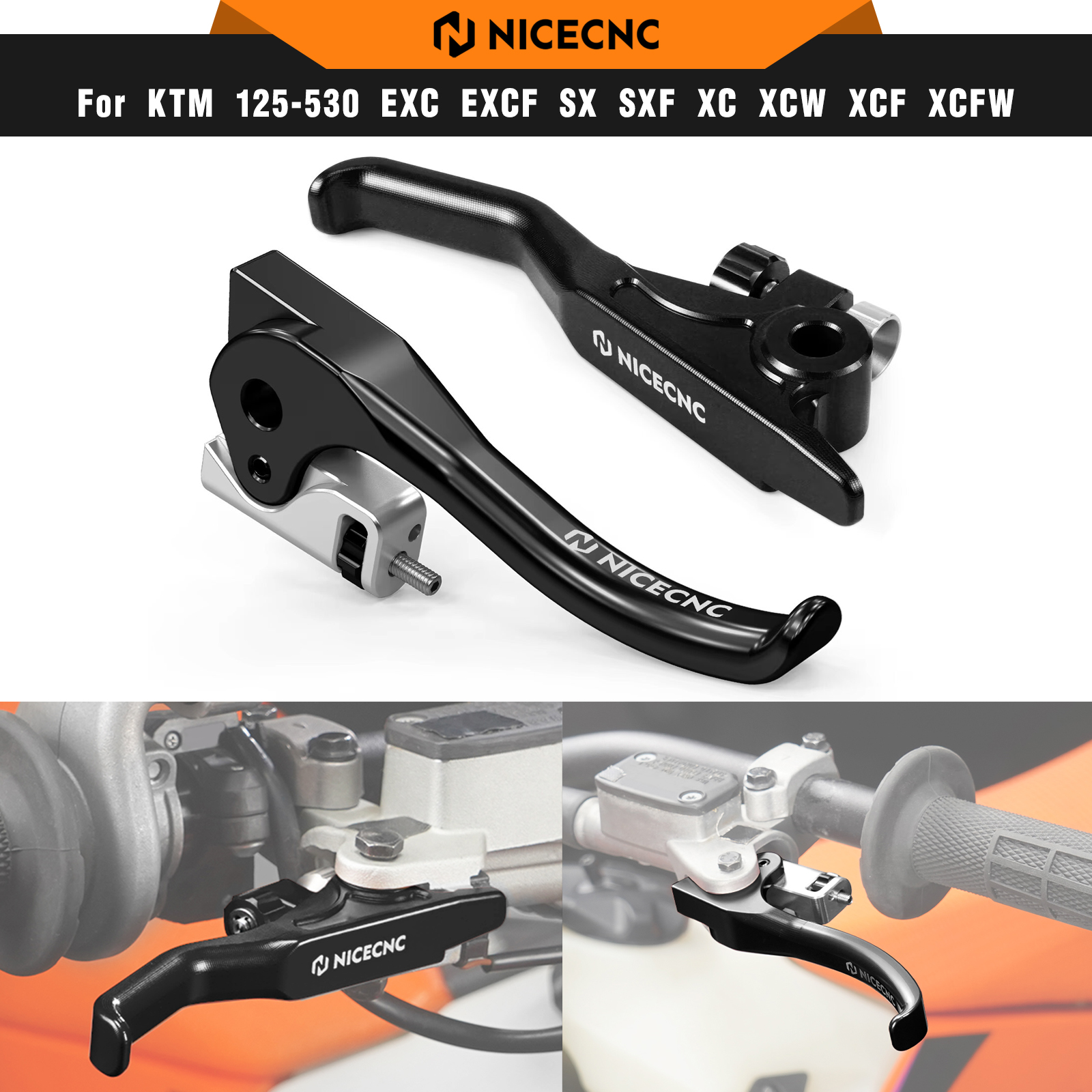 NICECNC levier de frein court levier d'embrayage pour KTM EXC 300 EXC-F 350 SX 125 SXF 450 2014-2025 Sherco SE 300 R Husqvarna TM Triumph