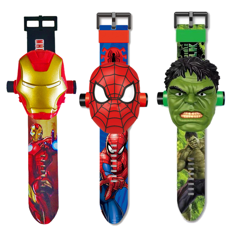 Детские часы Disney Marvel, Человек-паук, Железный человек, фигурки аниме «Холодное сердце», проекционные часы, цифровые часы для мальчиков и девочек, детские часы, игрушки