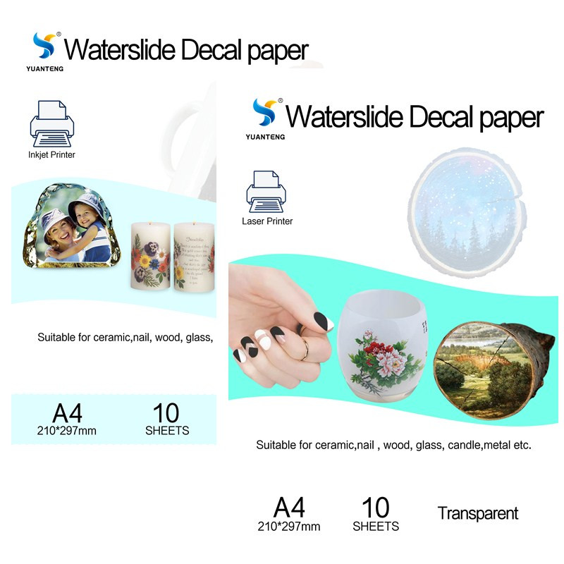10 arkuszy DIY A4 do drukarek atramentowych zjeżdżalnia wodna papier transferowy biały przezroczysty laserowy arkusz kalkomanii zjeżdżalnią do drukarek laserowych atramentowych