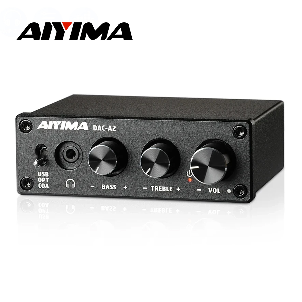 AIYIMA DAC-A2 HiFi аудиодекодер, USB-усилитель для наушников, коаксиальный и оптический выход, стерео игровой DAC для усилителей и активных колонок