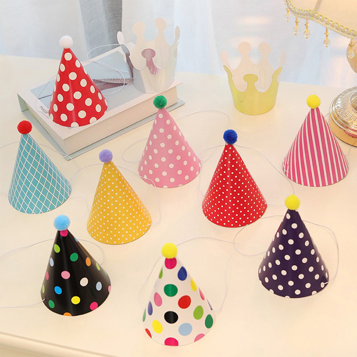 11 Uds. Sombrero de cumpleaños de trompeta para fiesta de cumpleaños color lindo