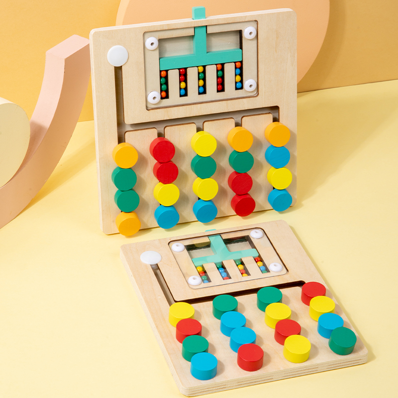 Vier Kleuren Lopen Dubbelzijdig Spel Schaken, Kinderen Logisch Denken Training, Montessori Vroege Educatie Puzzel Speelgoed Voor U