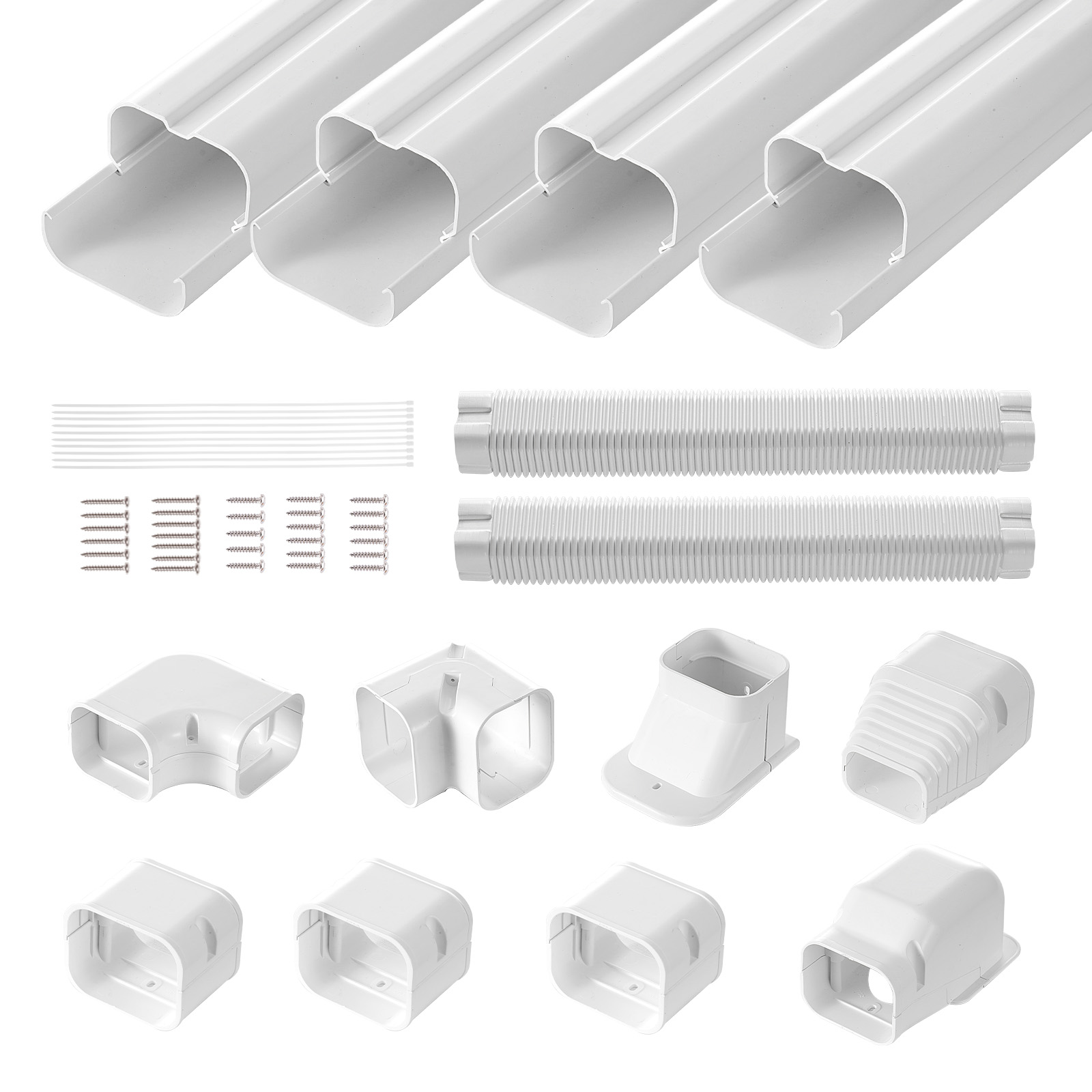 SucceBuy Mini Split Line Set Cover PVC Dekoratif Pipa Line Cover Untuk AC Mudah Dipasang Dicat untuk Pompa Panas