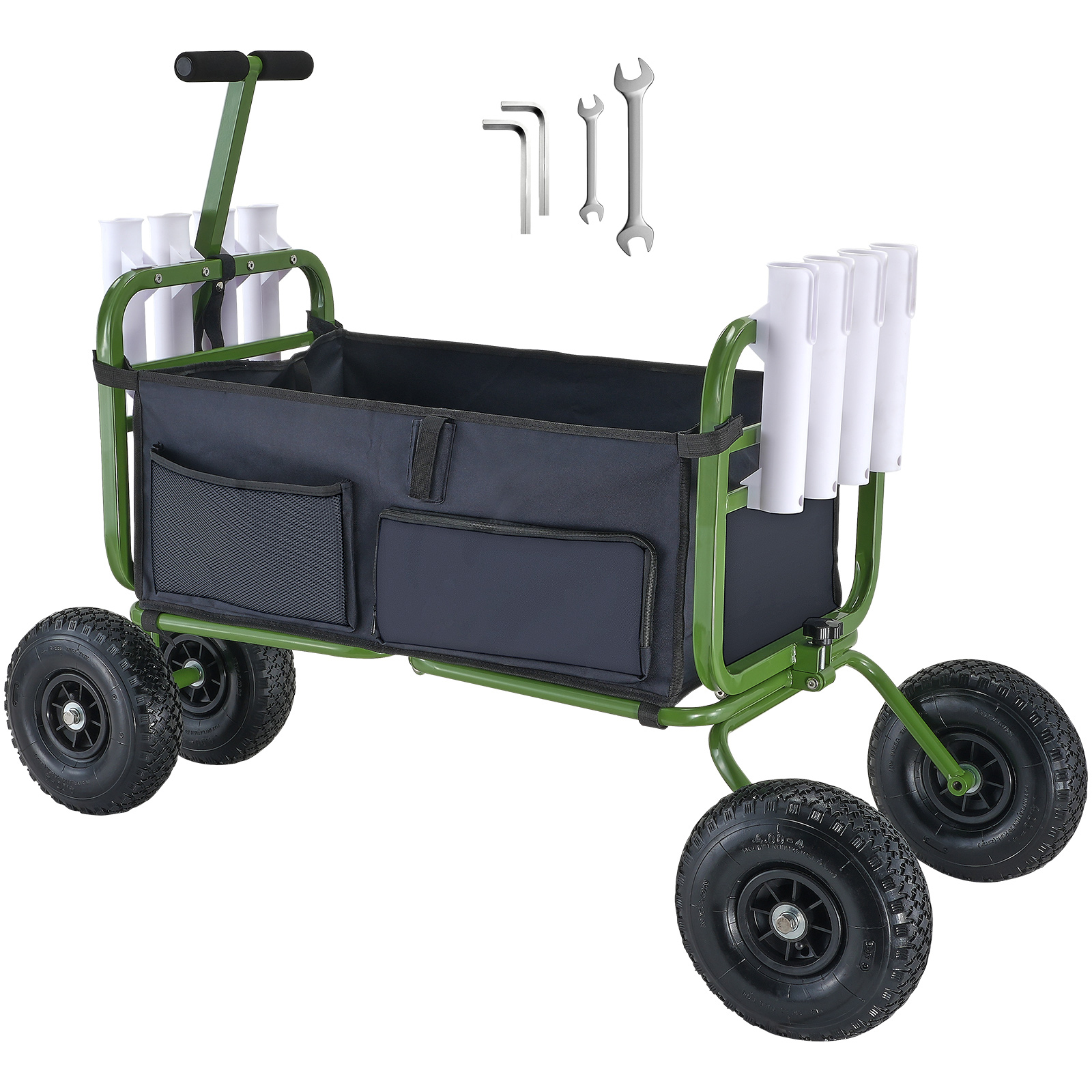 SucceBuy-carrito de pesca de playa de 300 libras, carrito plegable marino con ruedas de 4 11 ", 8 soportes para varillas, carro de muelle para Picnic en arena